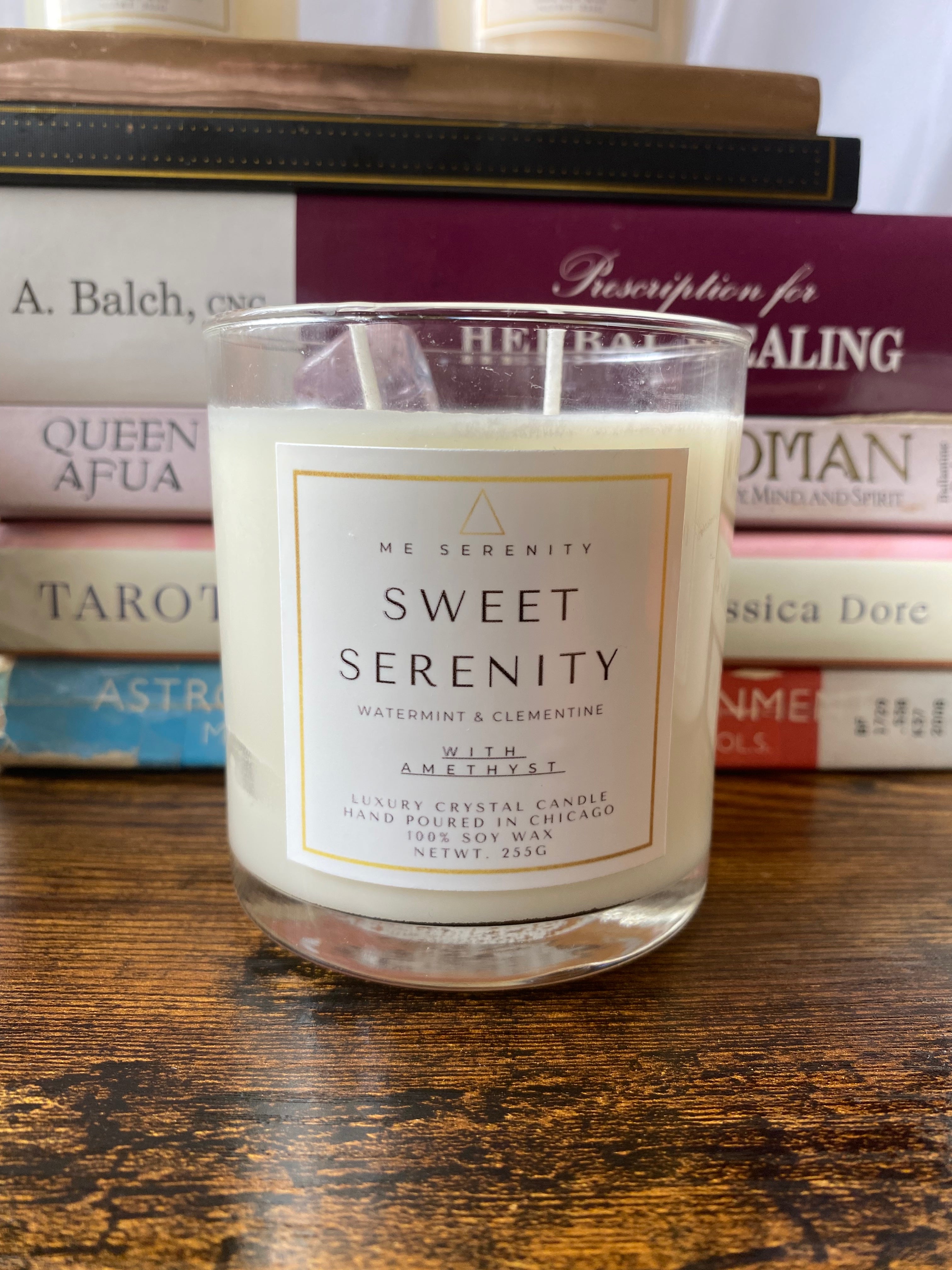 “Sweet Serenity” Watermint and Clementine 100% Soy Wax Candle 9oz - 255g